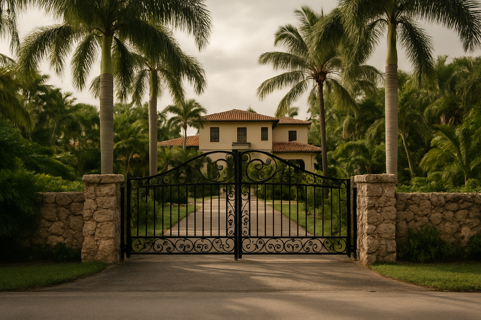 Grounds the installation topic in Coral Gables' distinctive Mediterranean Revival architecture and tropical setting, ill