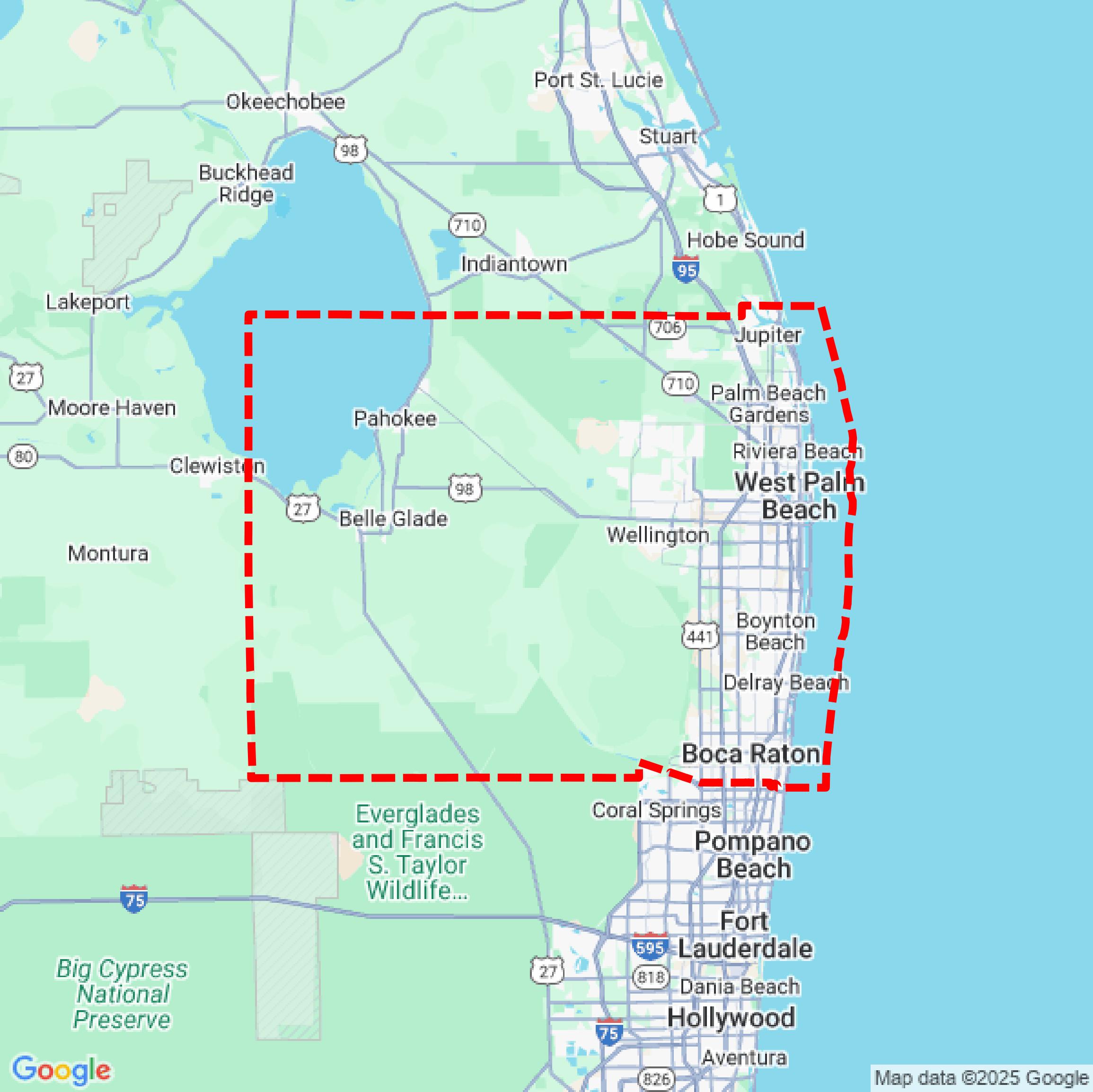 Map of {{county}} County, Florida — Access Experts gate repair service area
